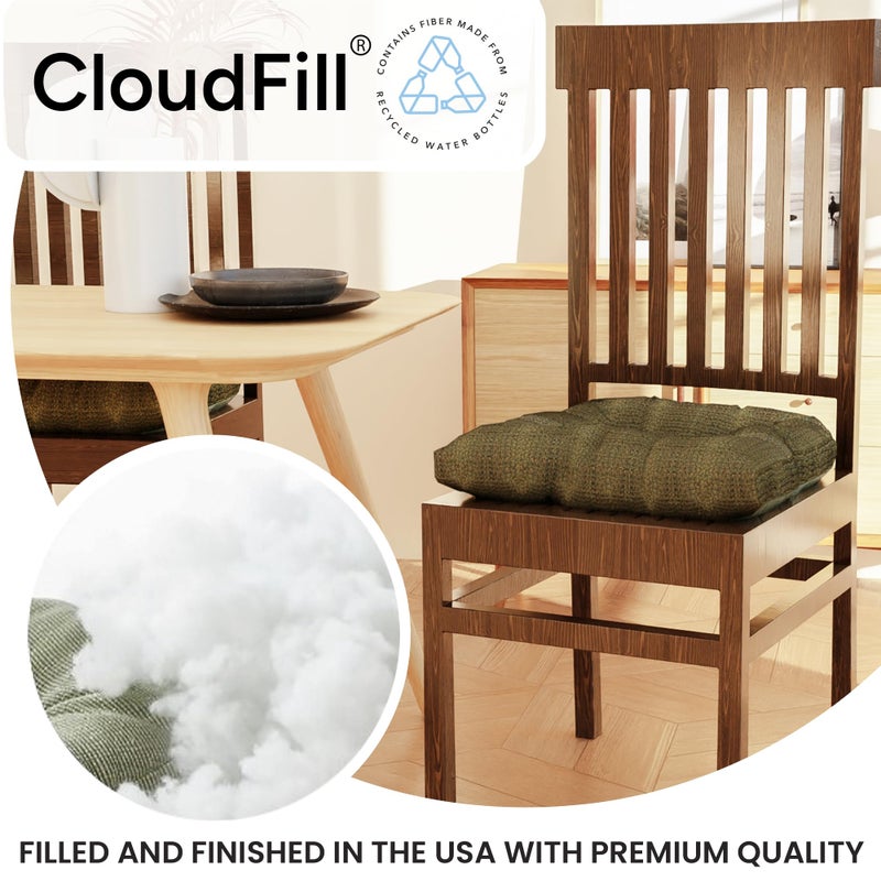 Klear Vu وسائد كراسي طعام غير قابلة للانزلاق من كليار فيو، مبطنة بشكل زائد، عالمية للاستخدام في المطبخ أو المكتب، وسادة مقعد على شكل حرف U، 17x17 بوصة، 2 قطعة (عبوة من 1)، لون أخضر على شكل خلية نحل - Image 4